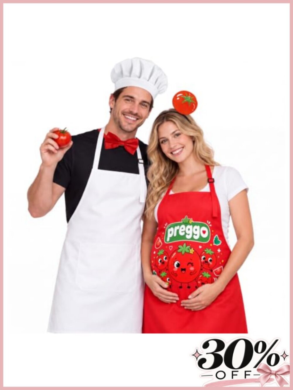Halloween Pregnant Chef Couples Costume Apron Set Polyester